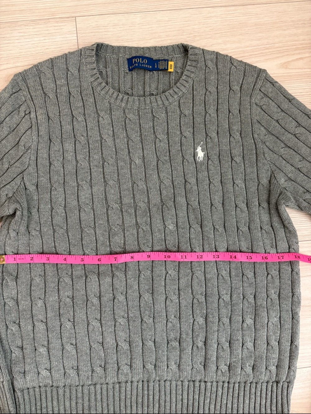 Polo by Ralph Lauren Grey Cable-Knit Crewneck Sweater - Picture 5 of 8